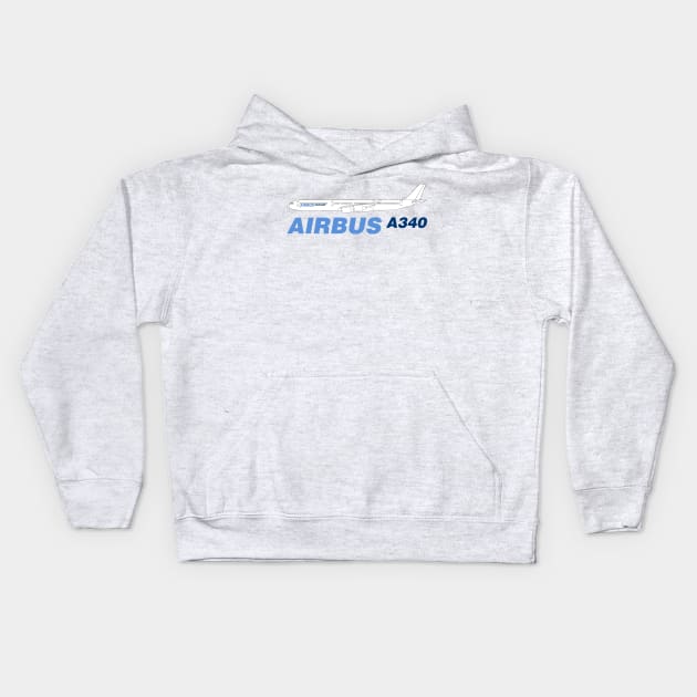 Airbus A340 Line Drawing Kids Hoodie by SteveHClark